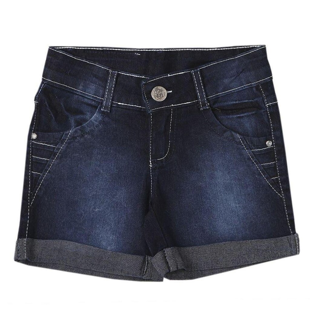 Shorts Juvenil Look Jeans Meia-Coxa Jeans Feminino