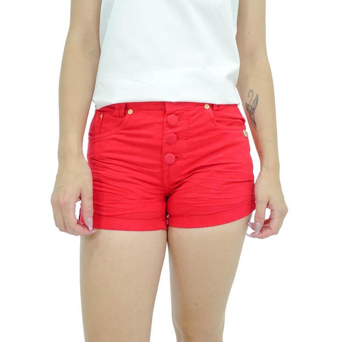 red jeans shorts