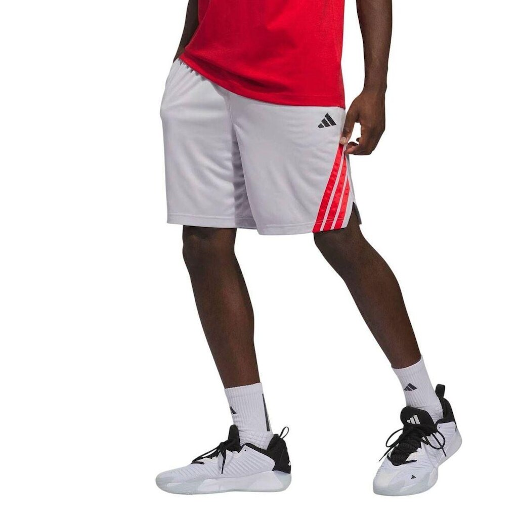 SHORTS LEGENDS 3 STRIPES 9 JZ9670 - BRANCO/VERMELHO GG