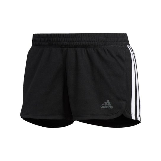 Shorts Malha Pacer 3-Stripes Adidas - Preto+Branco Menor preço em Shorts Malha Pacer 3-Stripes Adidas - Preto+Branco