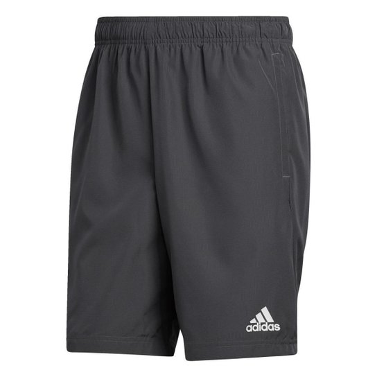Shorts Malha Plana Aeroready Adidas - Cinza+Branco Menor preço em Shorts Malha Plana Aeroready Adidas - Cinza+Branco