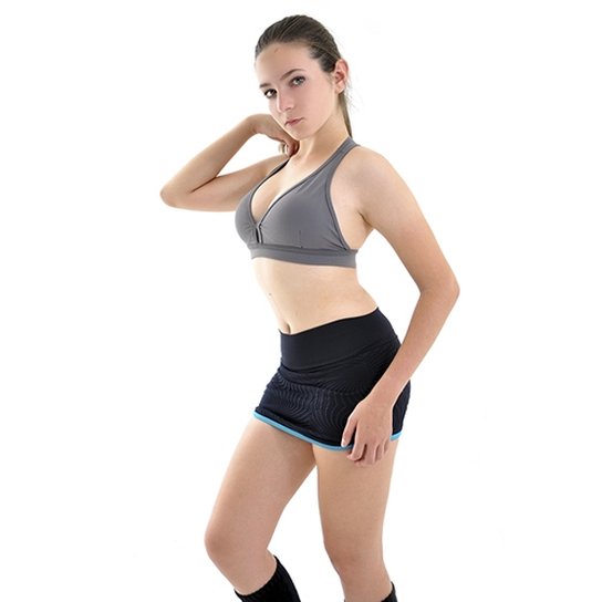 Shorts Mama Latina Saia - Preto+Azul