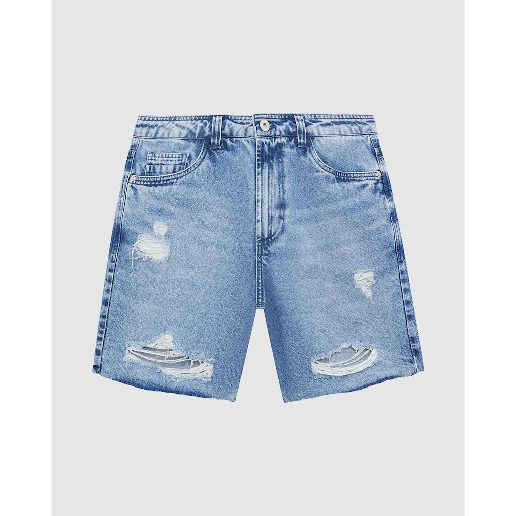 Shorts Masculino Com Puídos Em Jeans 100% Algodão