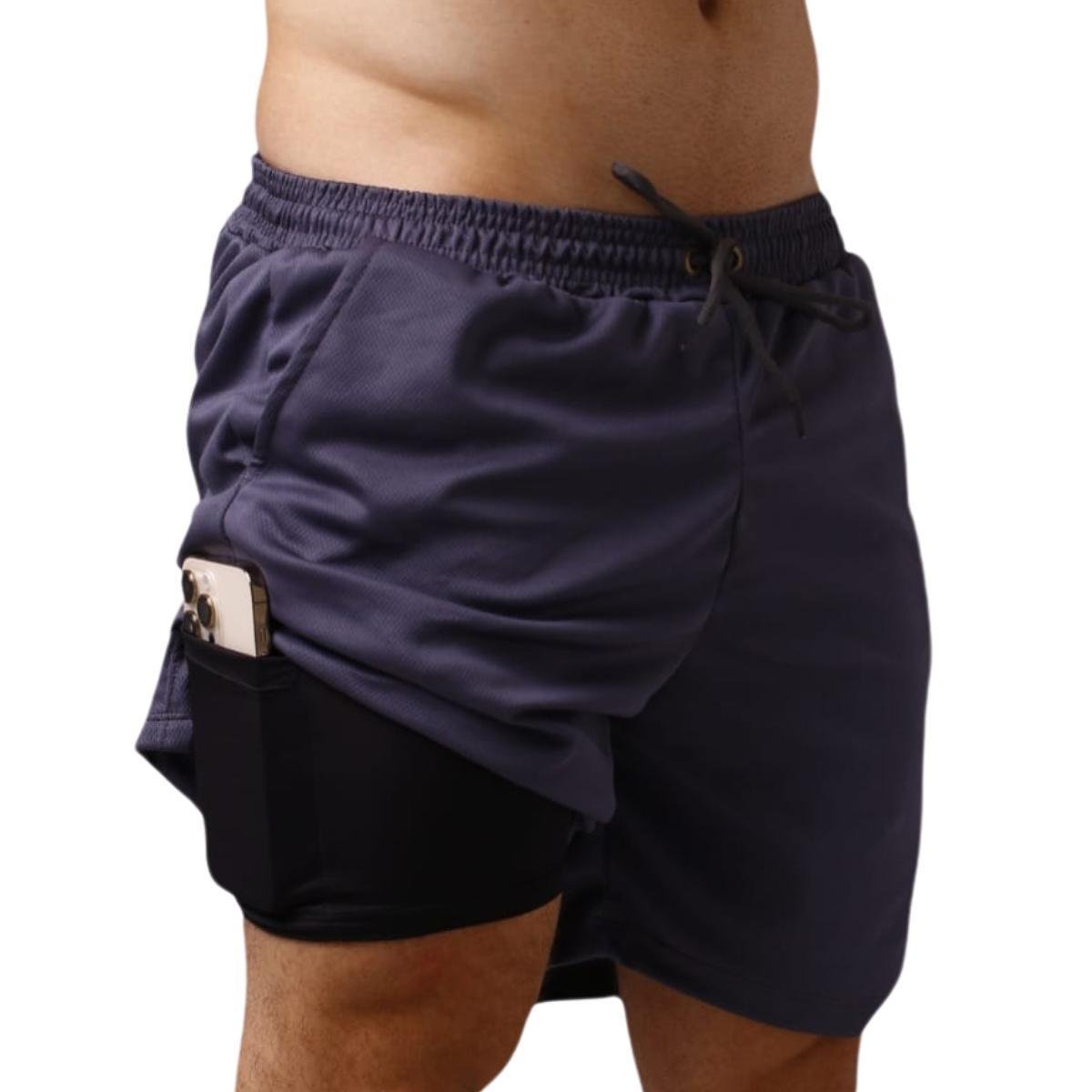 Shorts Masculino Corrida Treino Academia Shorts Compressão Azul Menor preço em Shorts Masculino Corrida Treino Academia Shorts Compressão Azul