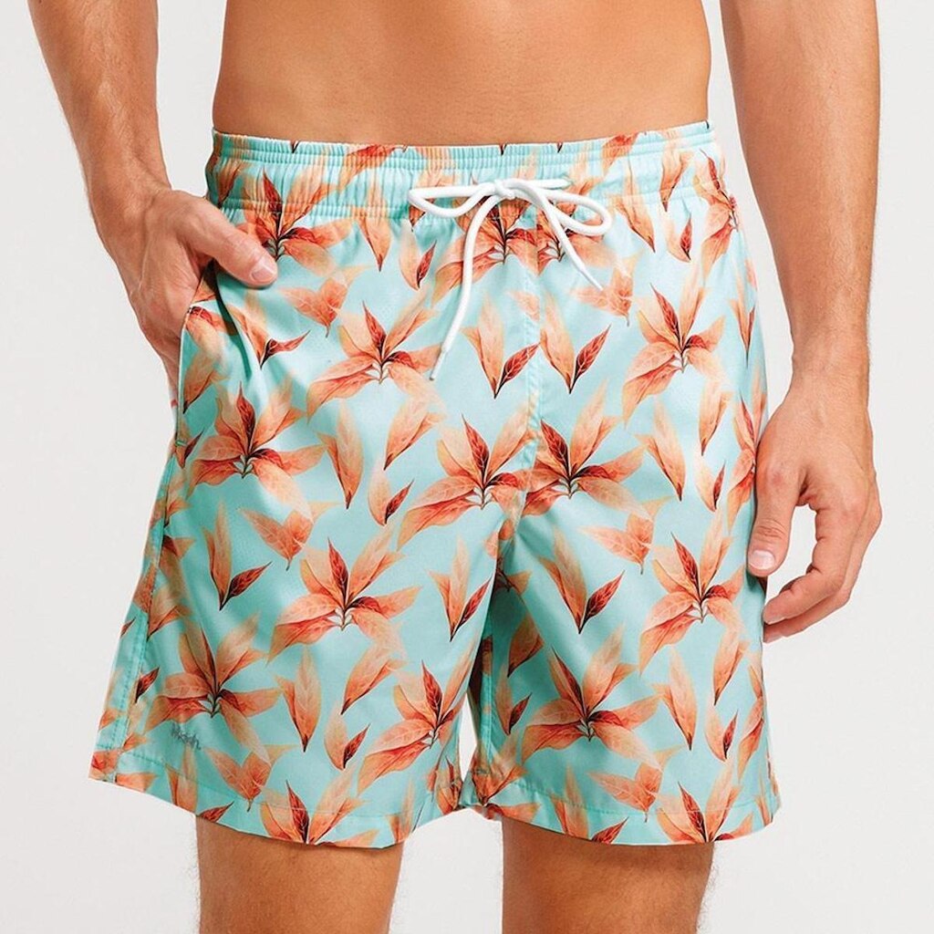 Shorts Masculino Mash Estampado Folha Seca Verde Claro - 613.70