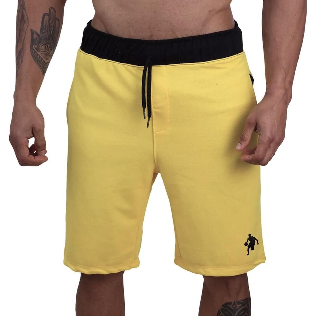 Shorts Moletom Bermuda Masculina Com Bolsos Basquete Esportes