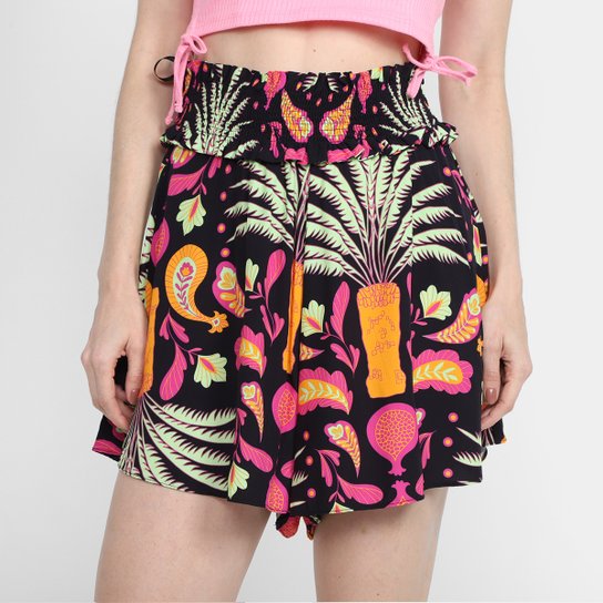 Shorts My Favorite Things Estampado Cintura Alta Feminino - Estampado Menor preço em Shorts My Favorite Things Estampado Cintura Alta Feminino - Estampado