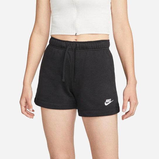 Shorts Nike Sportswear Club Fleece Feminino Preto+Branco Netshoes