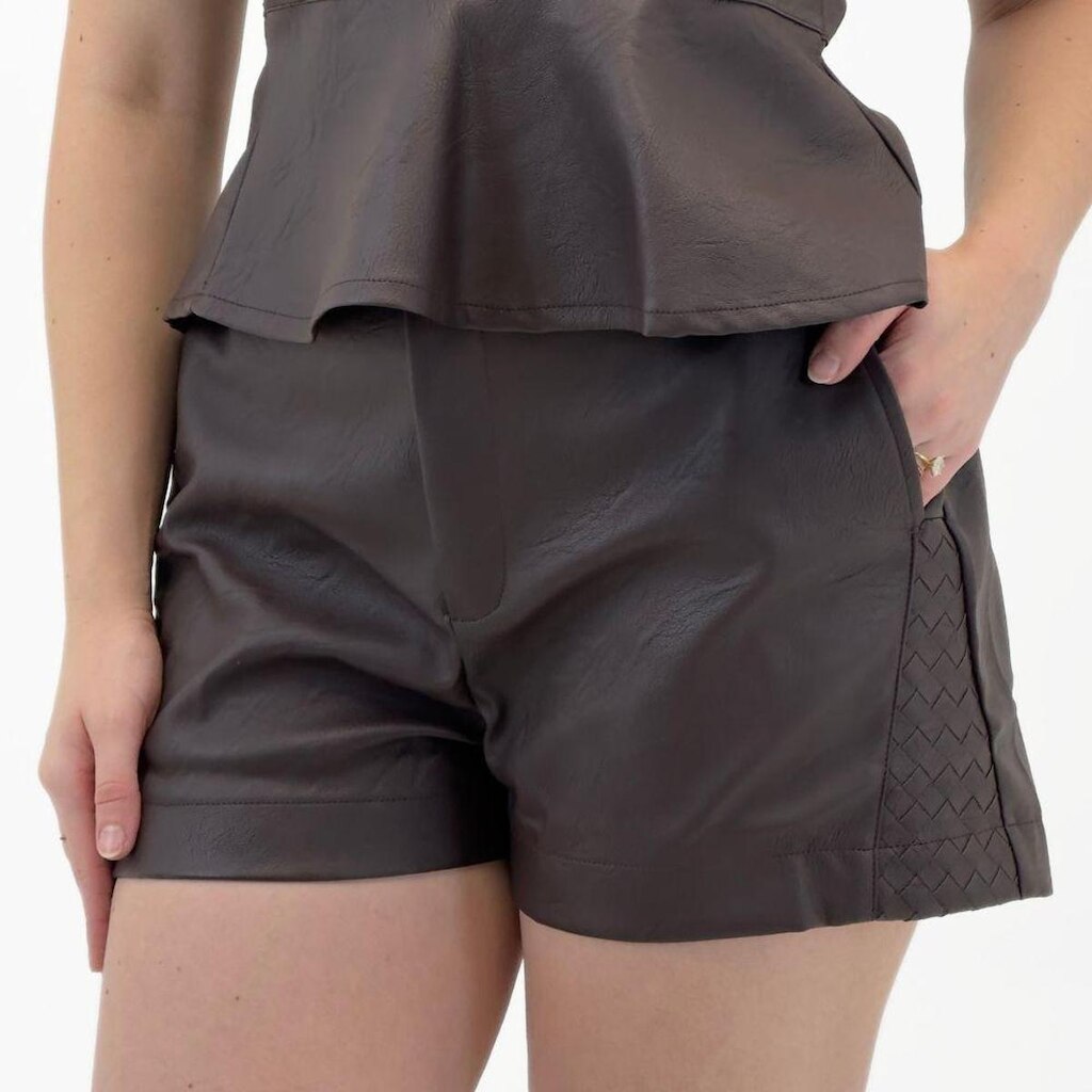 Shorts Pacific Blue Curto em P.u Feminino