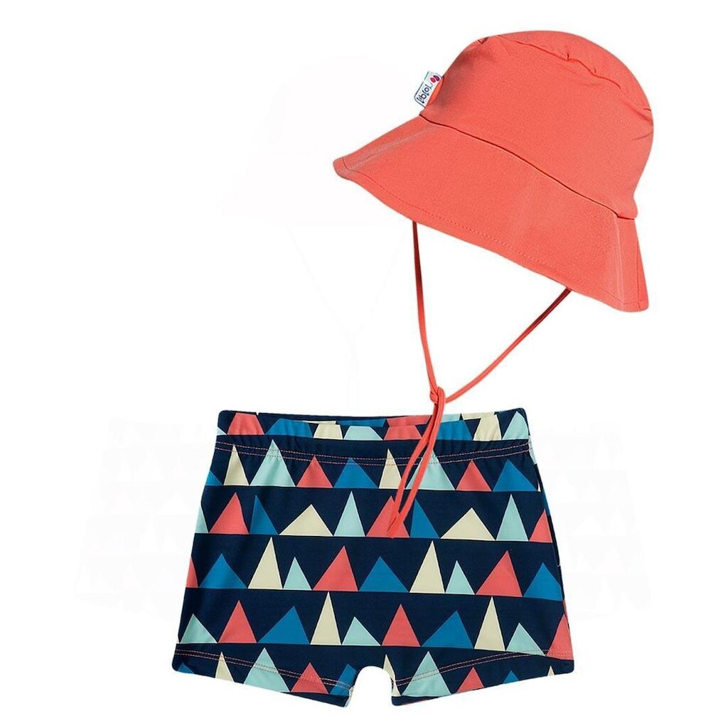 Shorts Praia Bebê com Chapéu Proteção UV Baiacu Marinho Tip Top