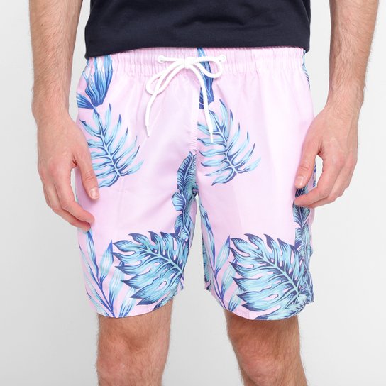 Shorts Praia Curto Wall Estampado Masculino - Rosa é ruim? Shorts Praia Curto Wall Estampado Masculino - Rosa é boa?