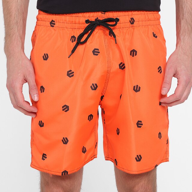 Shorts Praia Curto Wall Estampado Masculino - Laranja é boa?