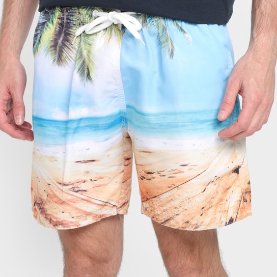 Shorts Praia Curto Wall Estampado Masculino - Verde Menor preço em Shorts Praia Curto Wall Estampado Masculino - Verde