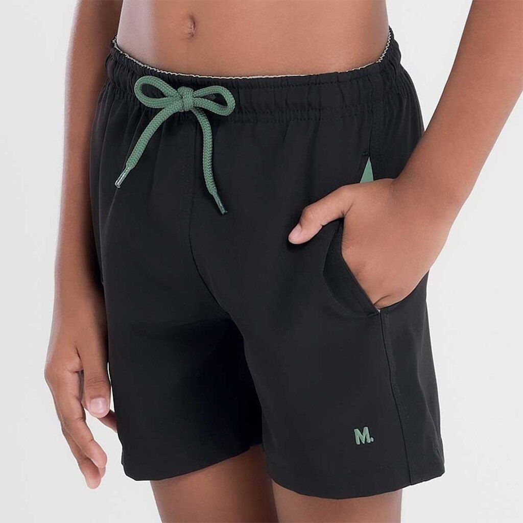 Shorts Praia Infantil Liso Com Detalhes