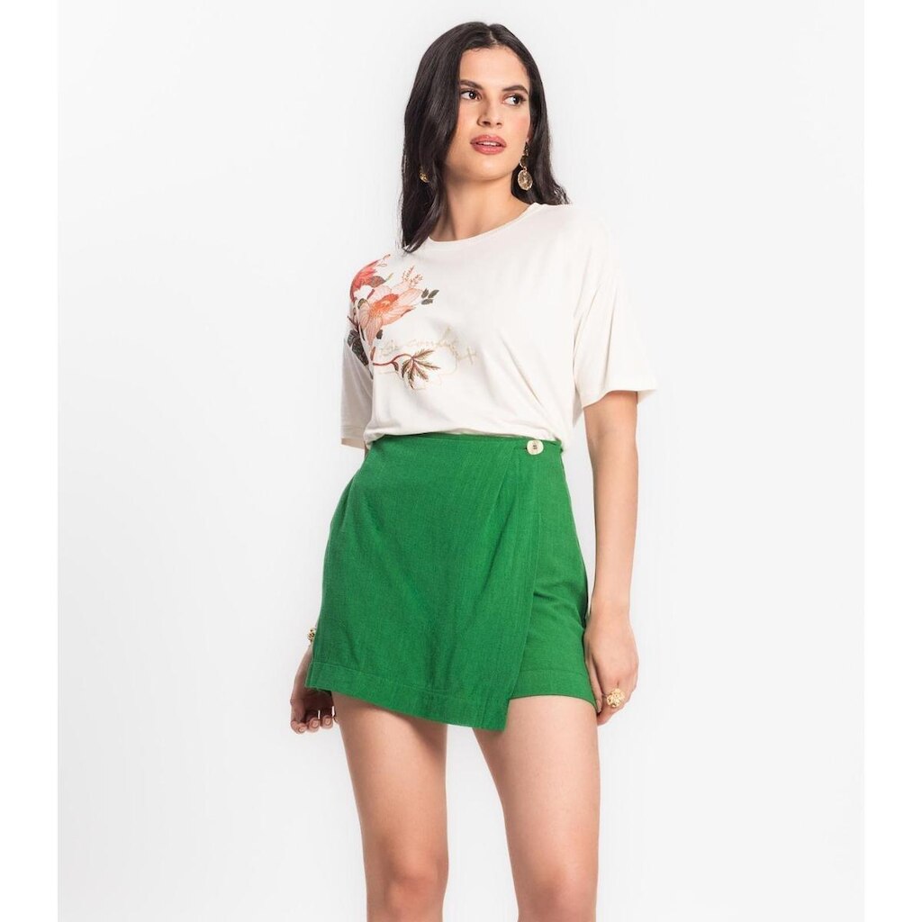 Shorts Saia Feminino Em linho Strong Endless Verde