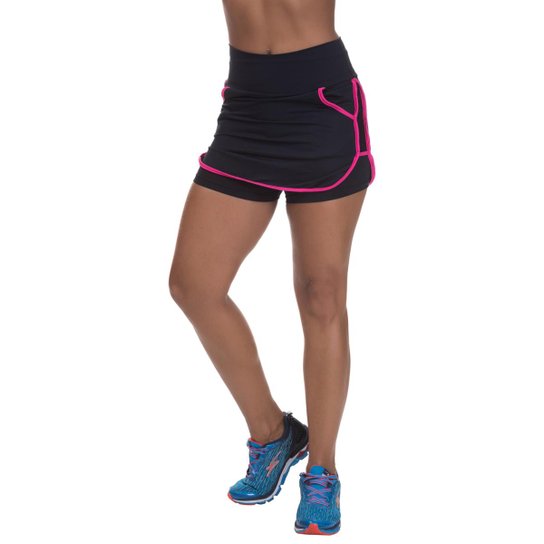 Shorts Saia Mis Blessed com Dry Fit Feminino - Preto+Rosa