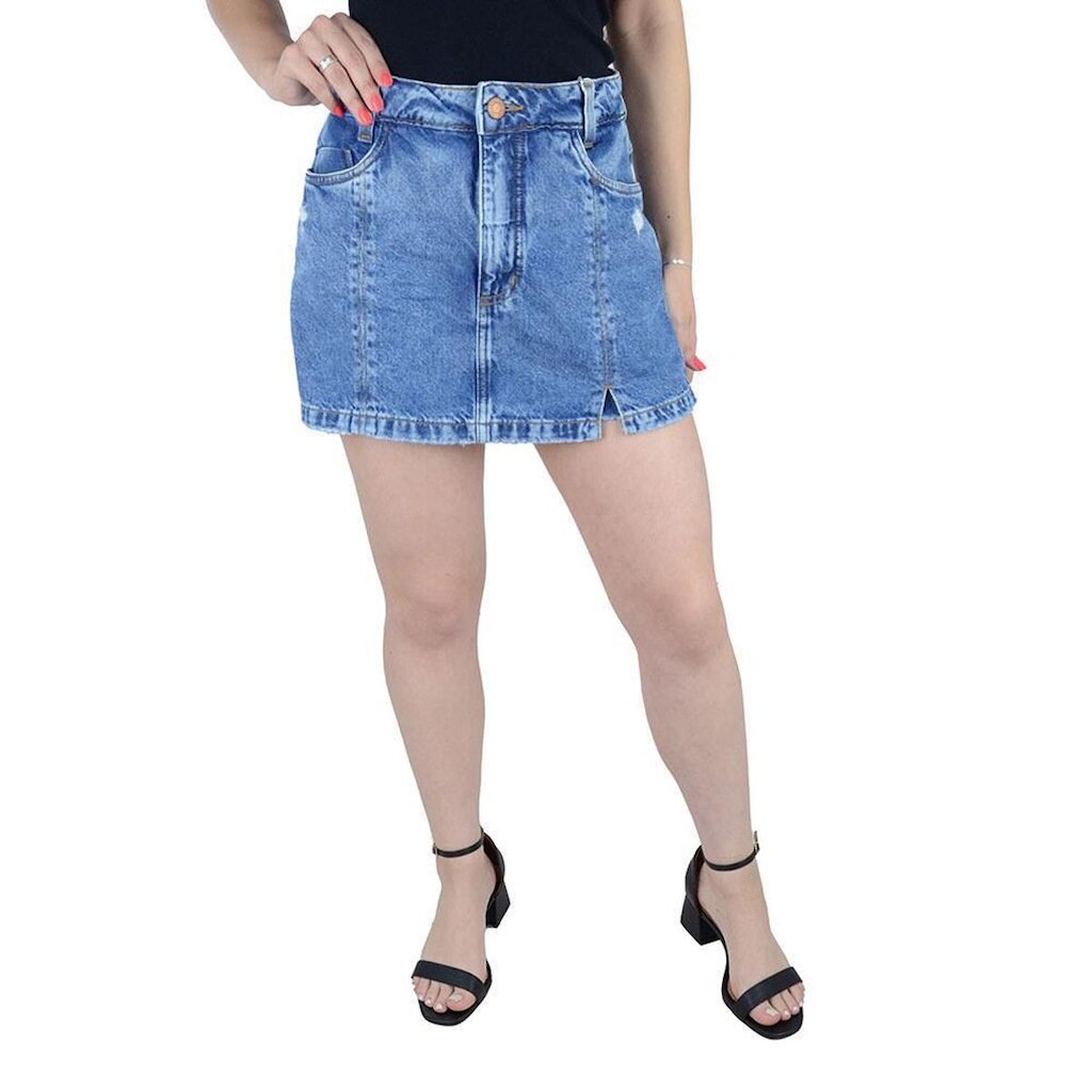 Shorts Saia Tharog Jeans Stone Feminino