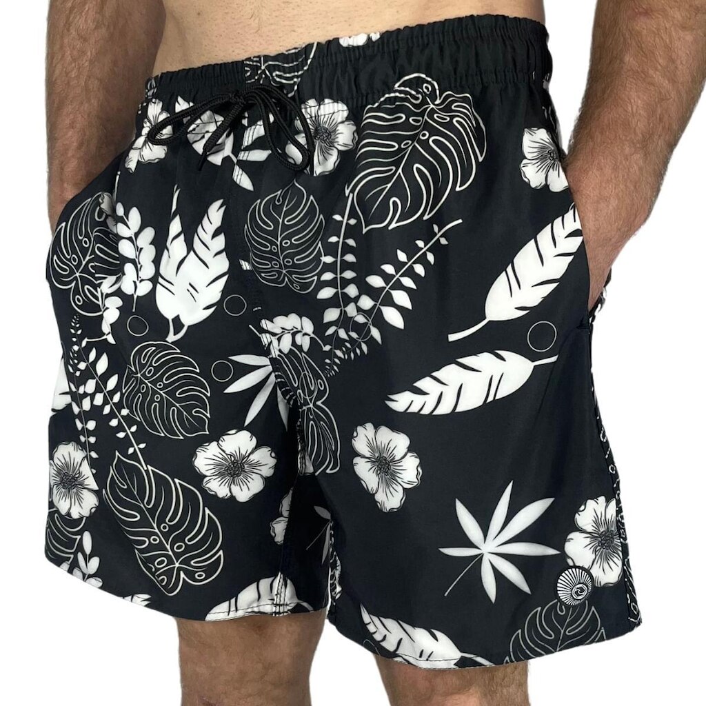 Shorts Surf Trip Floral Preto