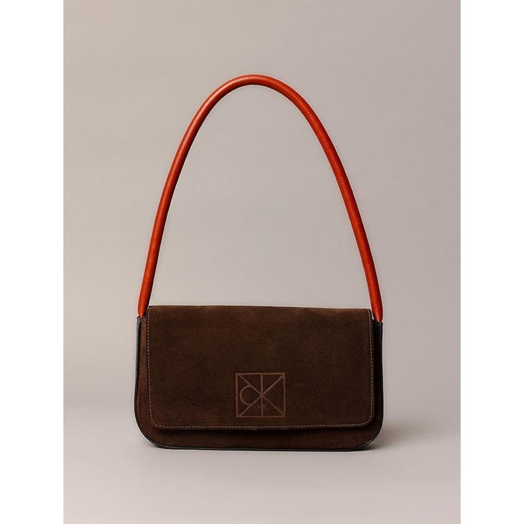 Shoulder Bag Calvin Klein Feminina Camurça Contraste - Marrom