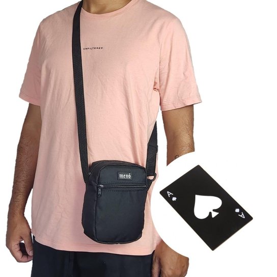 Shoulder Bag Meno Pochete Mini Bolsa + Abridor - Preto Menor preço em Shoulder Bag Meno Pochete Mini Bolsa + Abridor - Preto