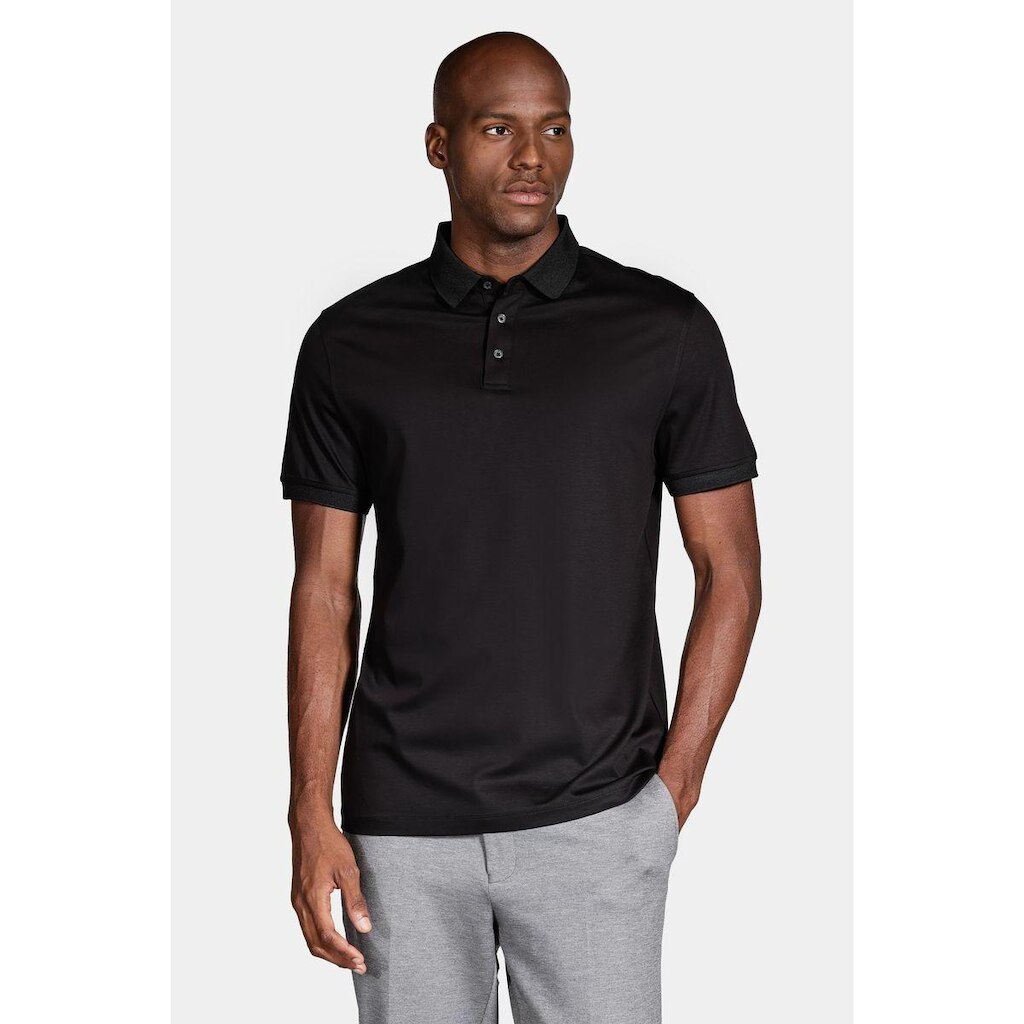 Silk Blend Modal Polo Shirt Preto