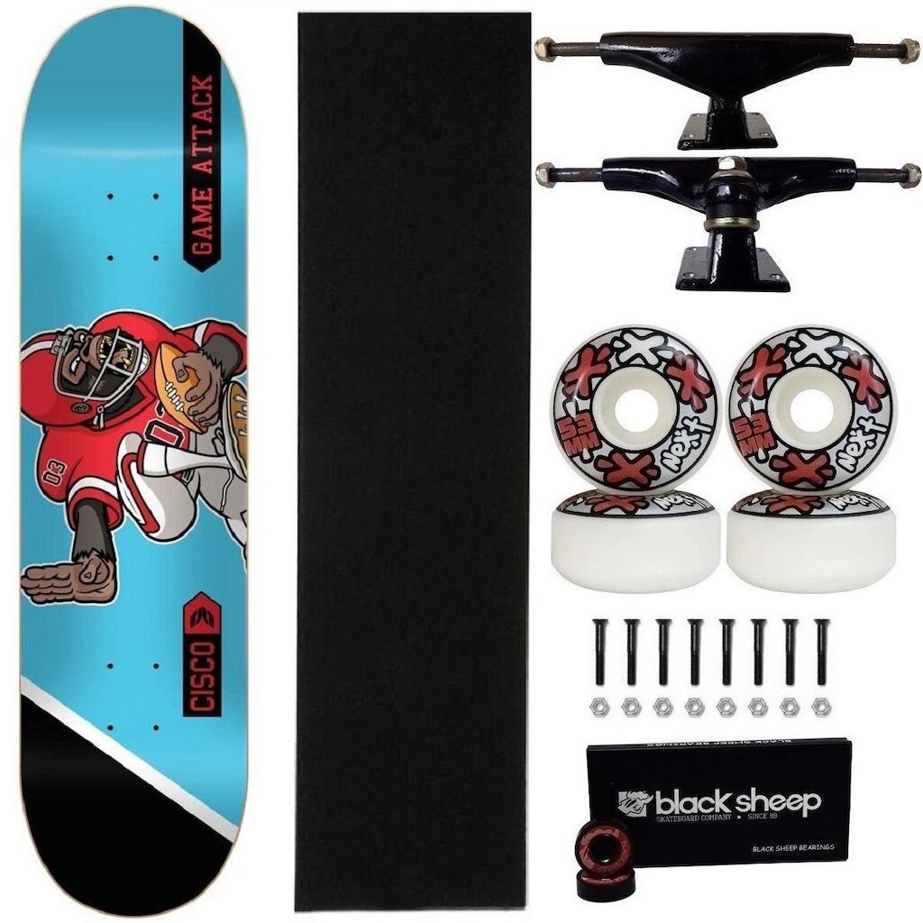 Skate Cisco Montado 8.0 Roda Next 53mm Abec 15 Black Sheep
