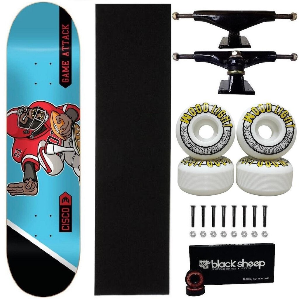 Skate Cisco Profissional Montado 8.0 Marfim Roda Wood Abec15