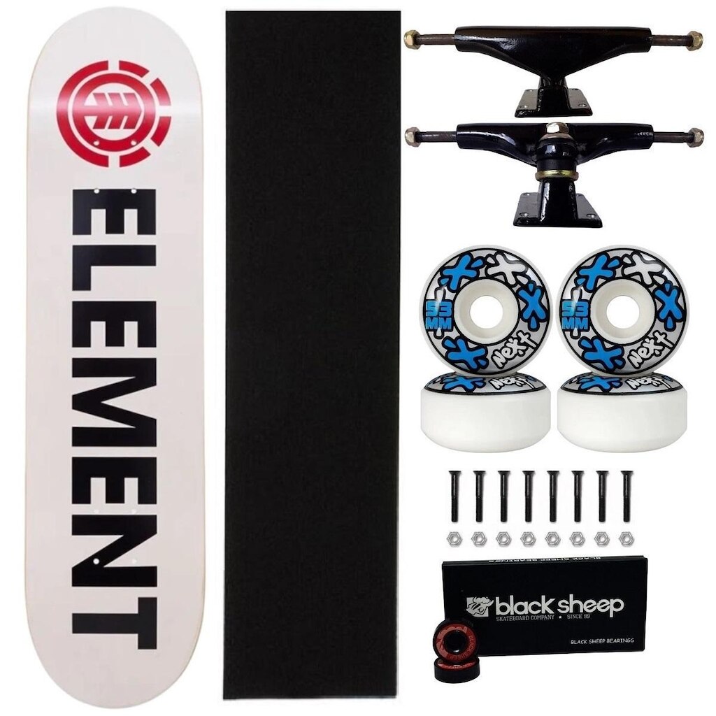 Skate Element Montado 8.0 Peças Profissionais Next Abec 15
