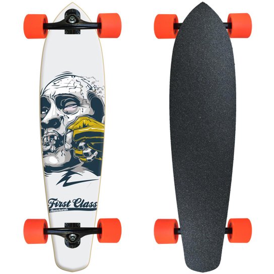 Skate Longboard Fish Montado completo First Class - Punch - Preto