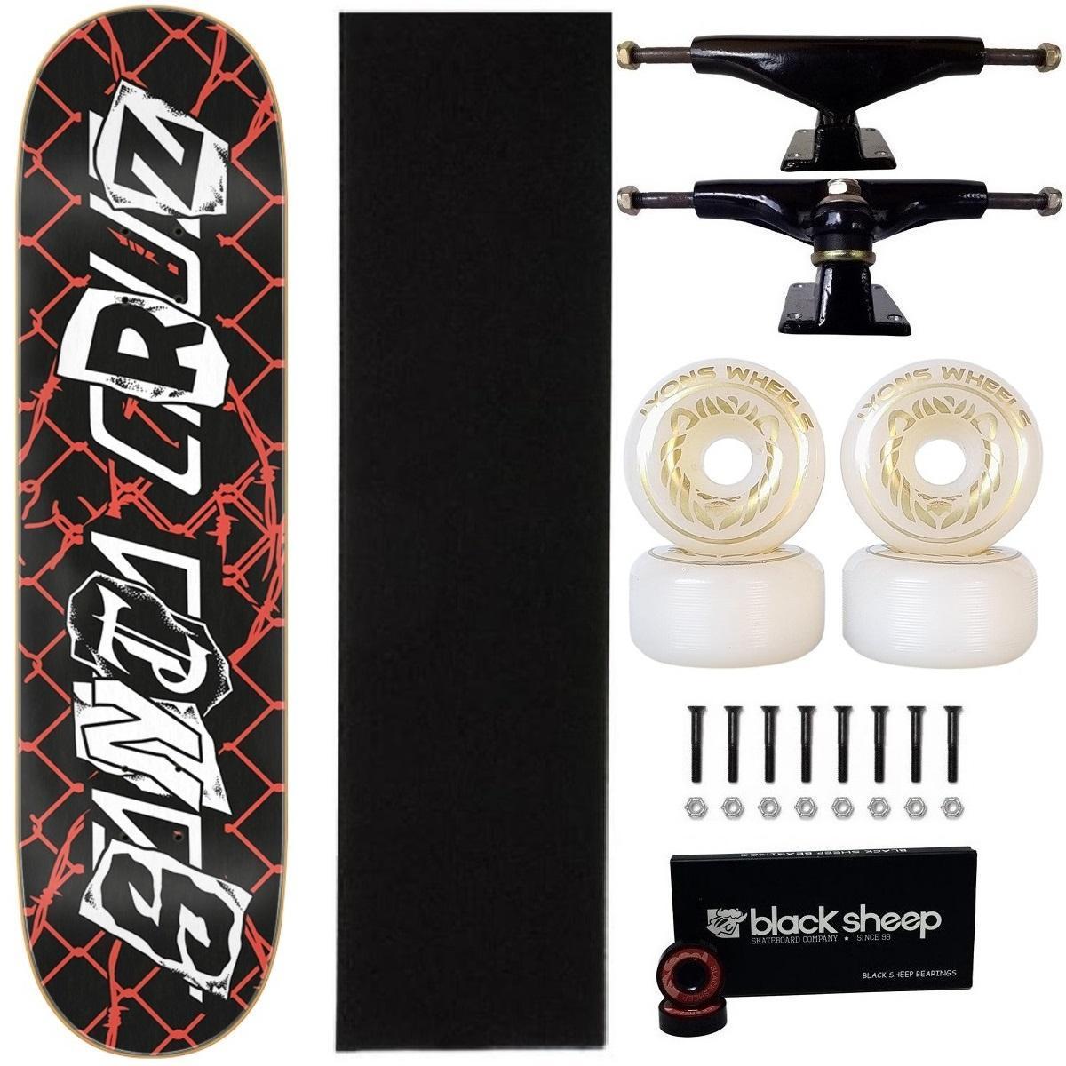 Skate Santa Cruz 8.0 Profissional Montado Completo Roda 55mm Abec
