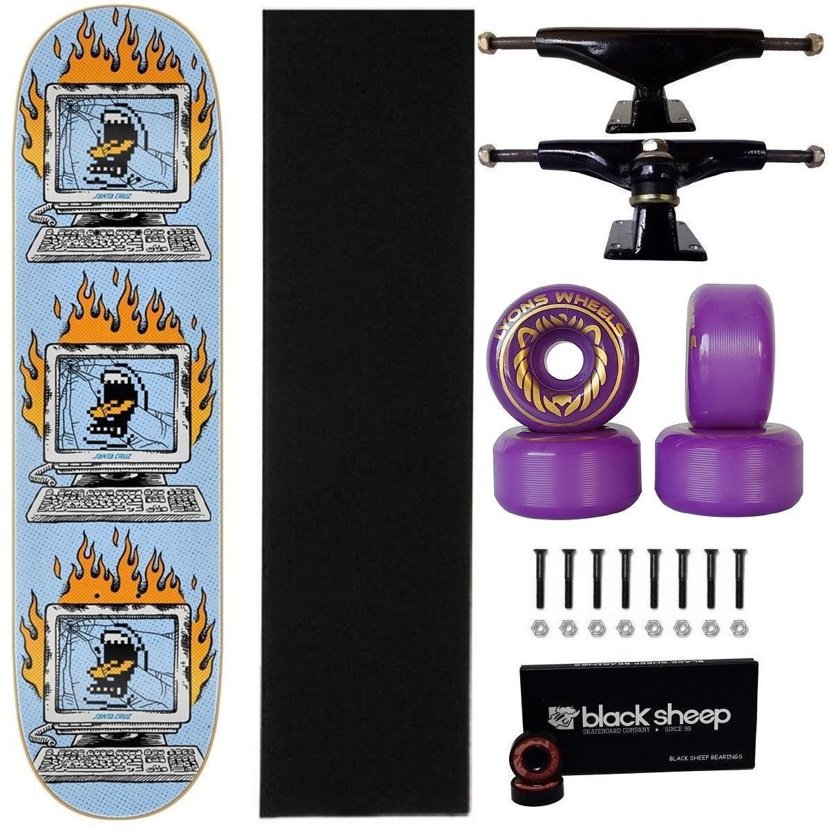 board ROMP 2021 TO.EAZY JKT  ブラック Skate Santa Cruz 8.0 Profissional Montado Completo Roda 55mm Abec