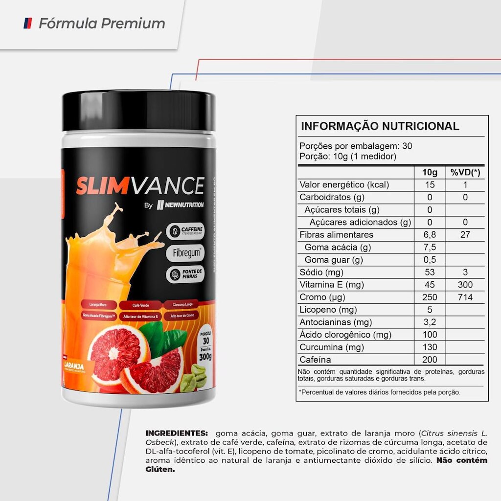 Slimvance Fibras com Cafeina 300g Laranja