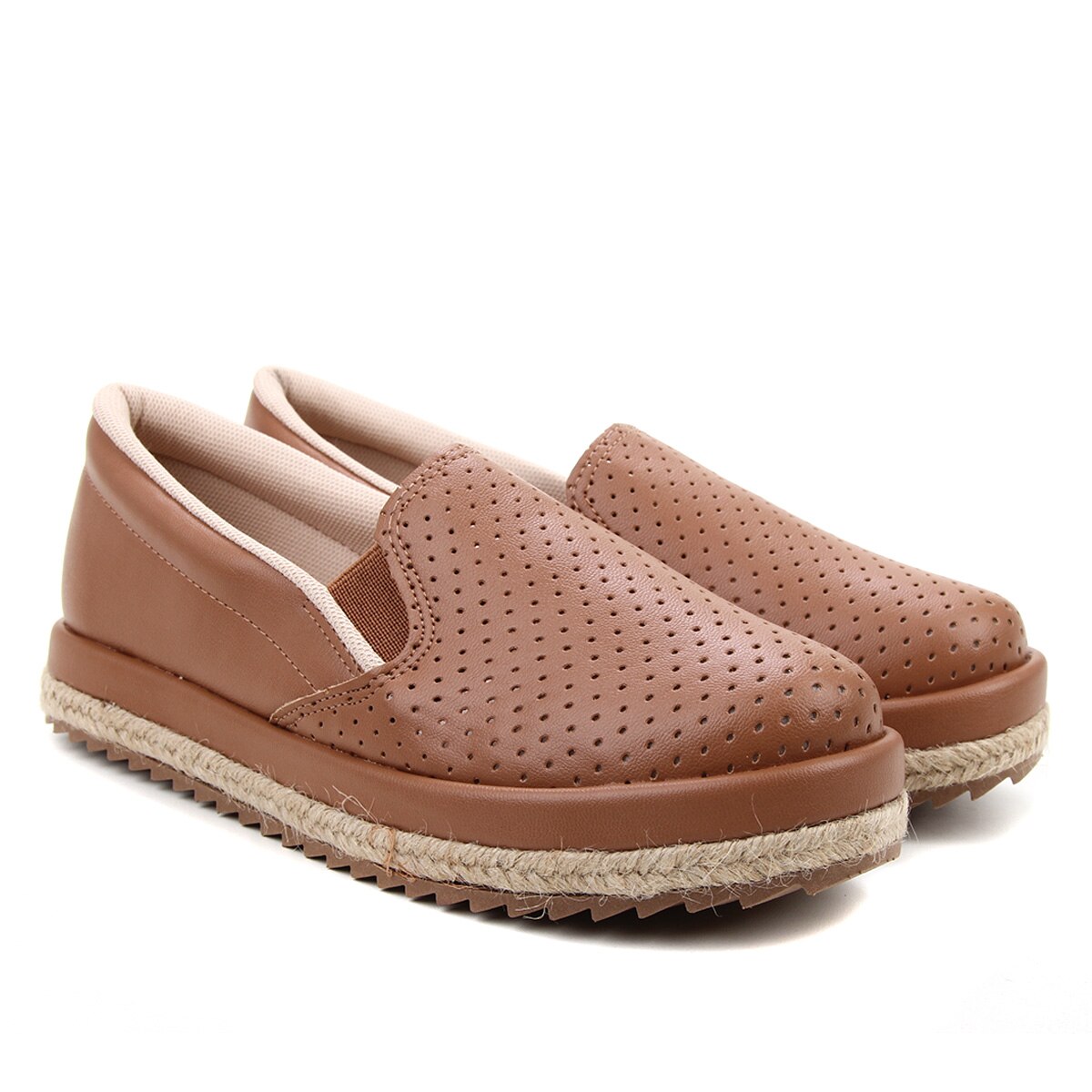Slip On Beira Rio Perfuros Corda Feminino - Caramelo | Netshoes