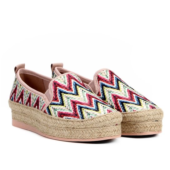 Slip On Bottero Espadrille Zig Zag Feminino - Rosa