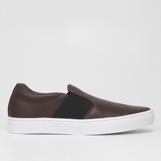 Slip On Couro Calvin Klein Floater Masculino - Café Menor preço em Slip On Couro Calvin Klein Floater Masculino - Café