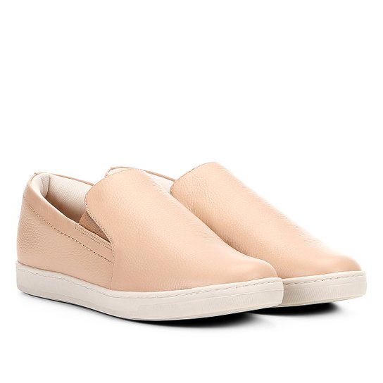 Slip On Couro Jorge Bischoff Básico Elástico Feminino - Rosa Claro