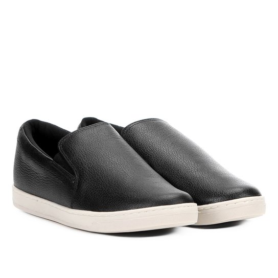 Slip On Couro Jorge Bischoff Básico Elástico Feminino - Preto