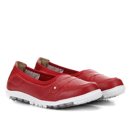 Slip On Couro Kolosh Strass Feminino - Vermelho Escuro Menor preço em Slip On Couro Kolosh Strass Feminino - Vermelho Escuro