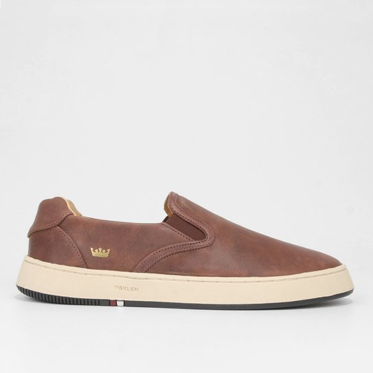 Slip On Couro Osklen Bossanova Antique Masculino - Café Menor preço em Slip On Couro Osklen Bossanova Antique Masculino - Café