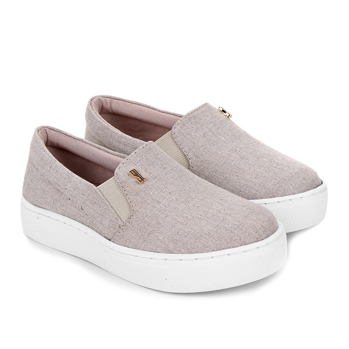 Slip On Infantil Santa Lolla Tecido Gante Menina - Bege | Netshoes