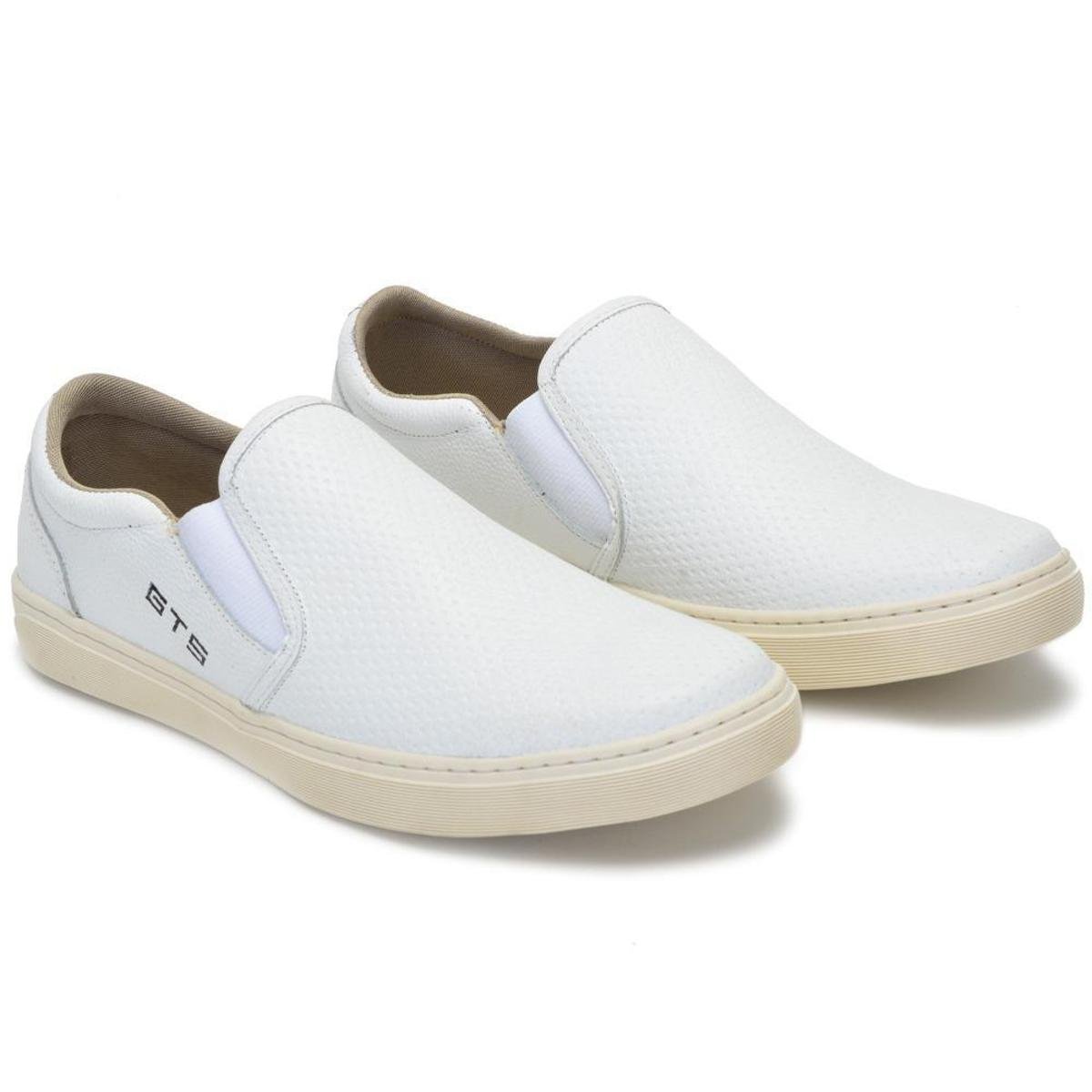 Slip On Masculino Iate Couro Tênis Sapatênis Sem Cadarço Elástico Calce Fácil Confortável