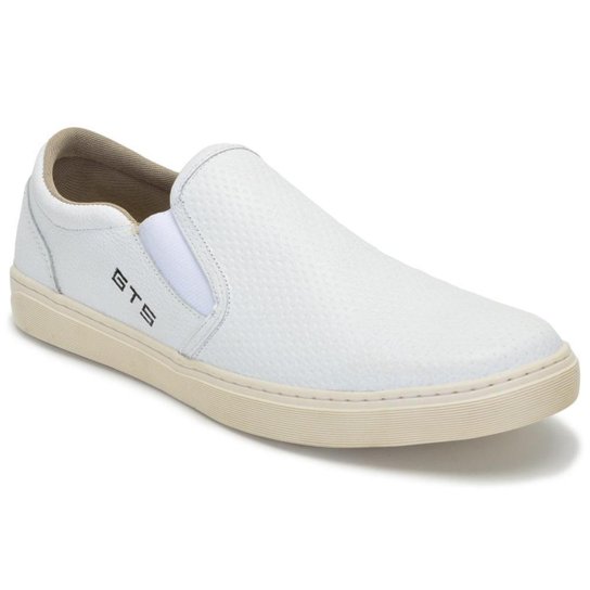 Slip On Masculino Iate Couro Tênis Sapatênis Sem Cadarço Elástico Calce Fácil Confortável