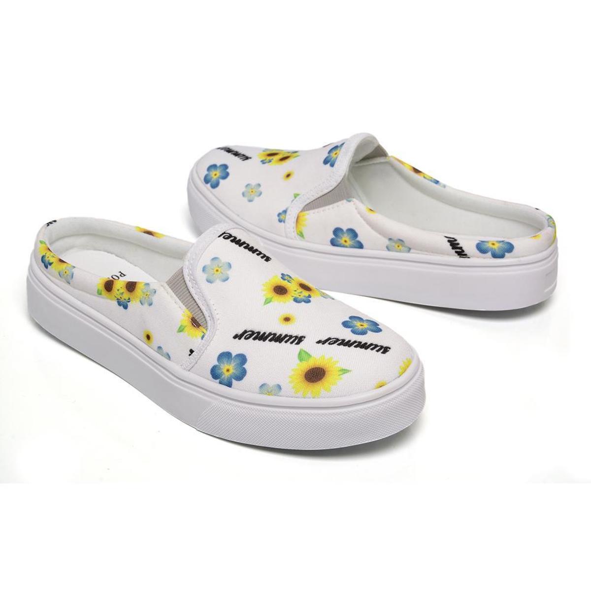 Slip On Mule Tenis Feminino Sapatenis Sapato - Branco+Amarelo | Netshoes