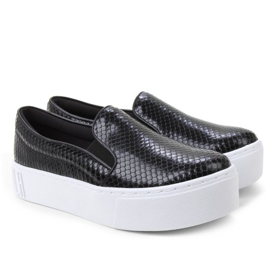 Slip On Santa Lolla Caixa Alta Snake Feminino - Preto Menor preço em Slip On Santa Lolla Caixa Alta Snake Feminino - Preto
