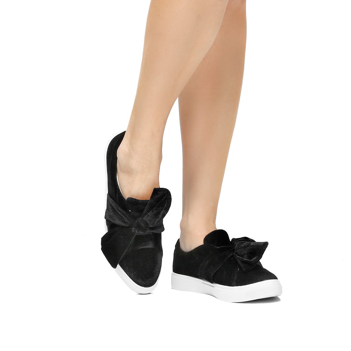 slip on preto laço