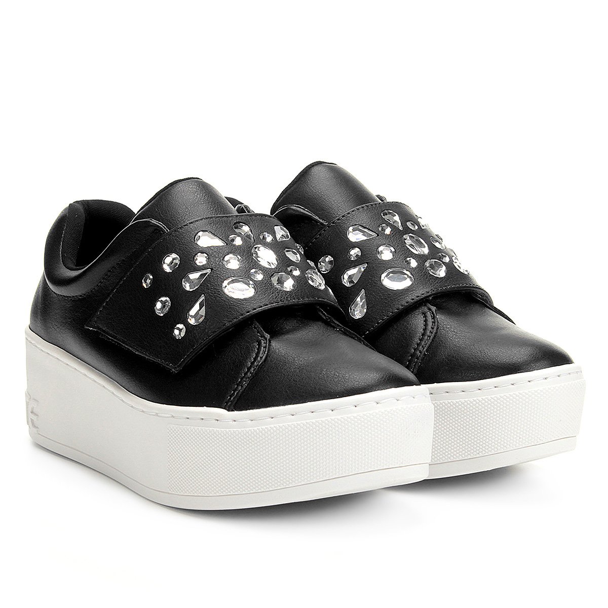 Slip On Via Marte Multi Pedras Feminino - Preto | Netshoes