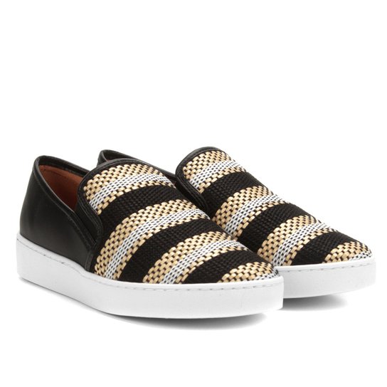 Slip On Vizzano Tramado Feminino - Preto