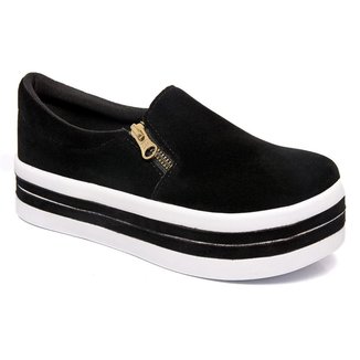 Slip On Yate Com Zíper Tenis Feminino Plataforma Sola Alta Macio