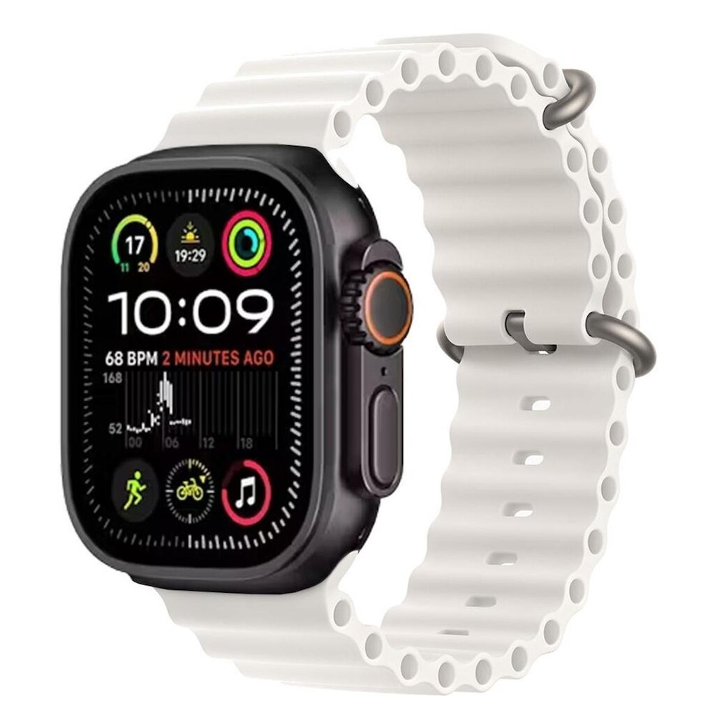 Smart Watch Ultra 49mm + Pulseira Ondulada Oceano Branca