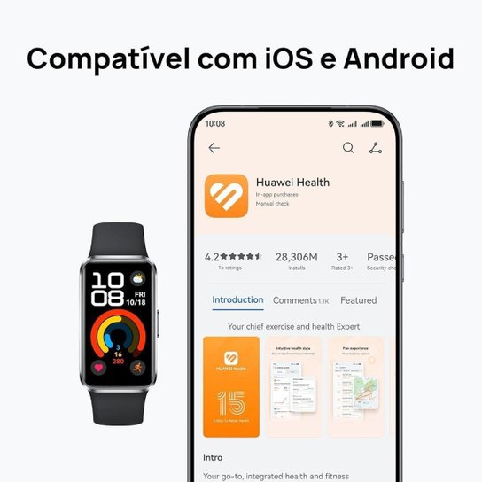 Smartband Huawei Band 10 Compatível com iOS e Android